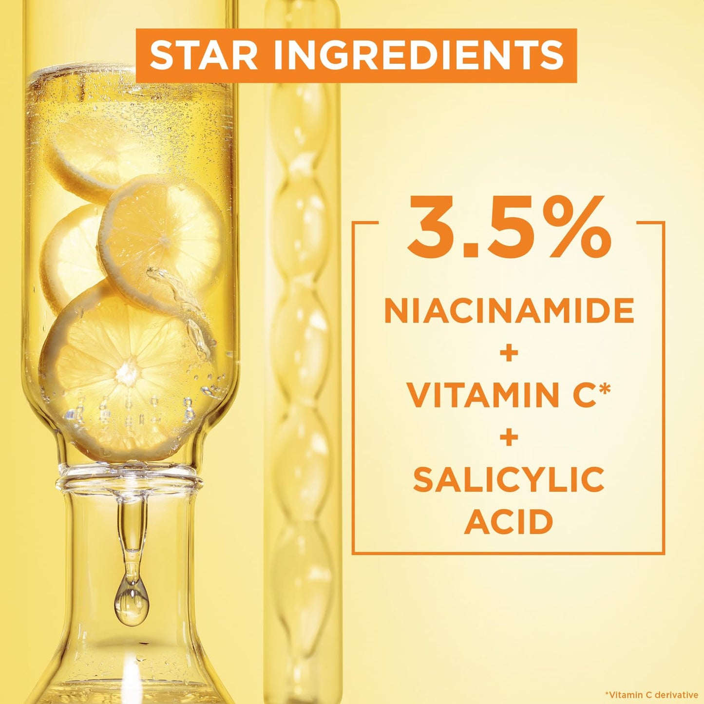 Garnier Vitamin C Serum for Face, Anti-Dark Spots & Brightening Serum, 3.5% Vitamin C, Niacinamide, Salicylic Acid & Lemon Extract, Brightening Serum For Dull, Tired Skin - 30Ml , Pack of 1