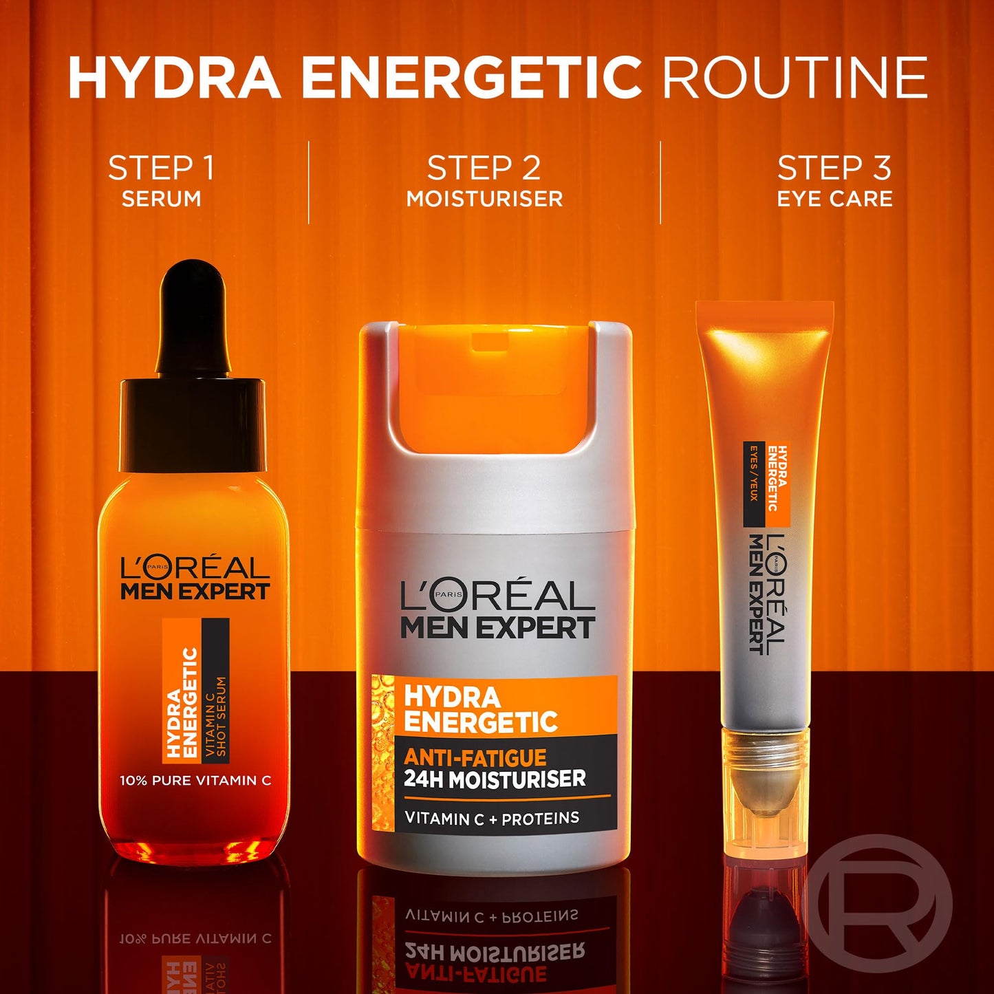 L'Oréal Men Expert Anti-Fatigue Moisturiser, Hydra Energetic Men's Moisturiser With Vitamin C* Fights Appearance of Dark Circles And Hydrates Skin - 50 ml