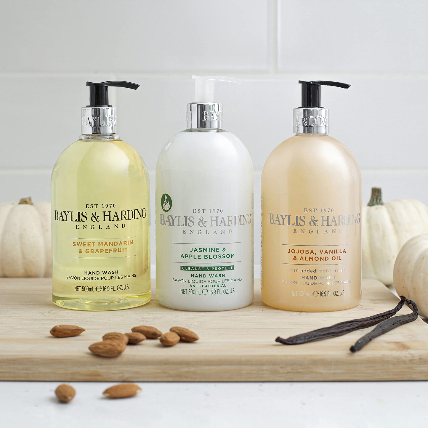 Baylis & Harding Jasmine and Apple Blossom Anti-Bacterial Hand Wash, 500 ml (Pack of 3) - Vegan Friendly