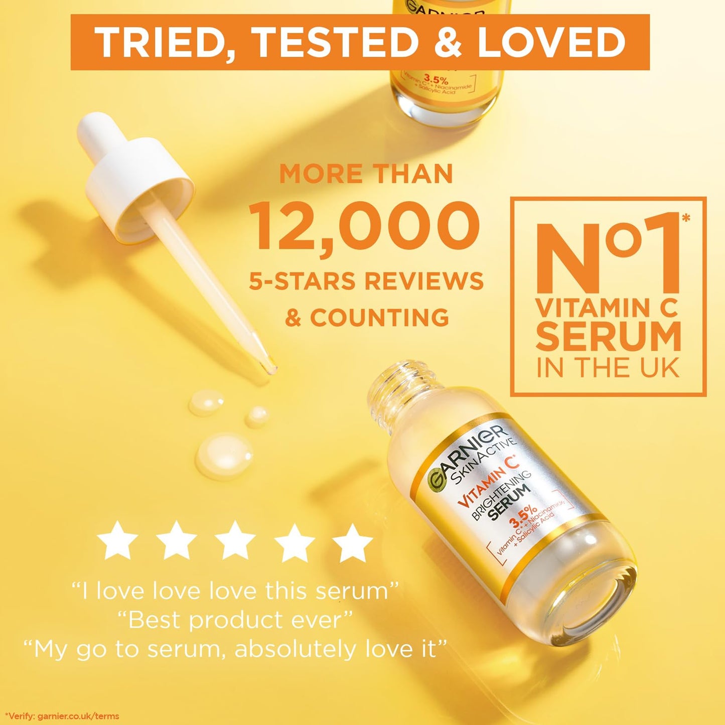Garnier Vitamin C Serum for Face, Anti-Dark Spots & Brightening Serum, 3.5% Vitamin C, Niacinamide, Salicylic Acid & Lemon Extract, Brightening Serum For Dull, Tired Skin - 30Ml , Pack of 1