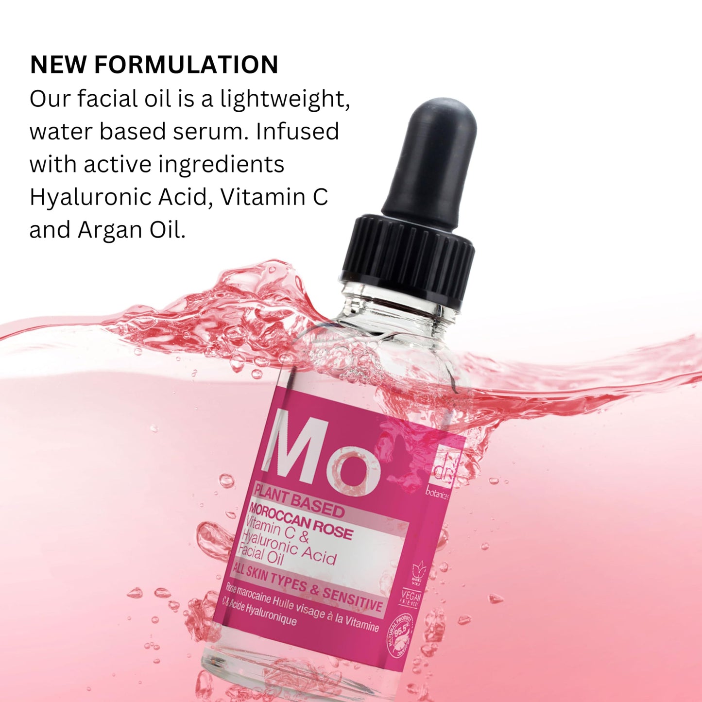 DR BOTANICALS Moroccan Rose Facial Oil with Vitamin C and Hyaluronic Acid - Skin Brightening, Anti-Aging, Anti-Wrinkle & Hydrating Treatment for All Skin Types (30ml)